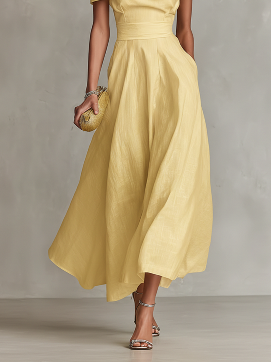 Lisa | Leinenkleid mit One-Shoulder-Ausschnitt