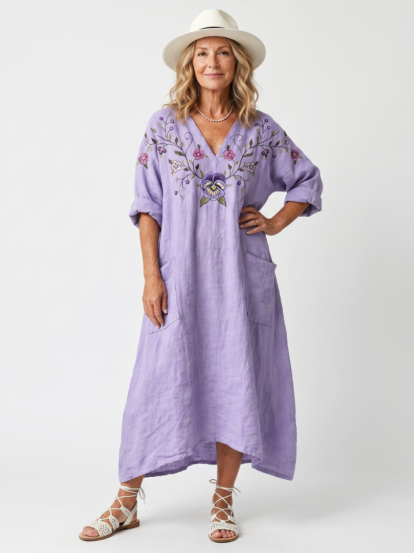 Tavi | Florales Oversized-Midi-Kleid mit Taschen