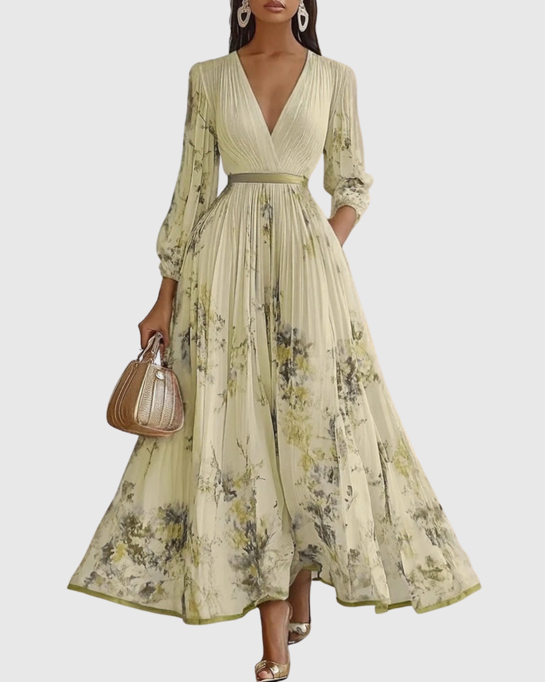 Rowella | Elegantes plissiertes Maxikleid