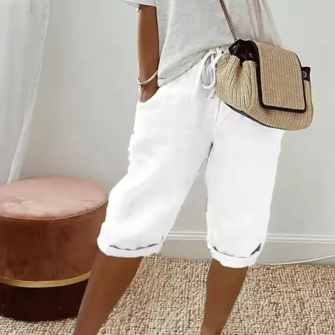 Fenley | Leinen-Caprihose mit Kordelzug