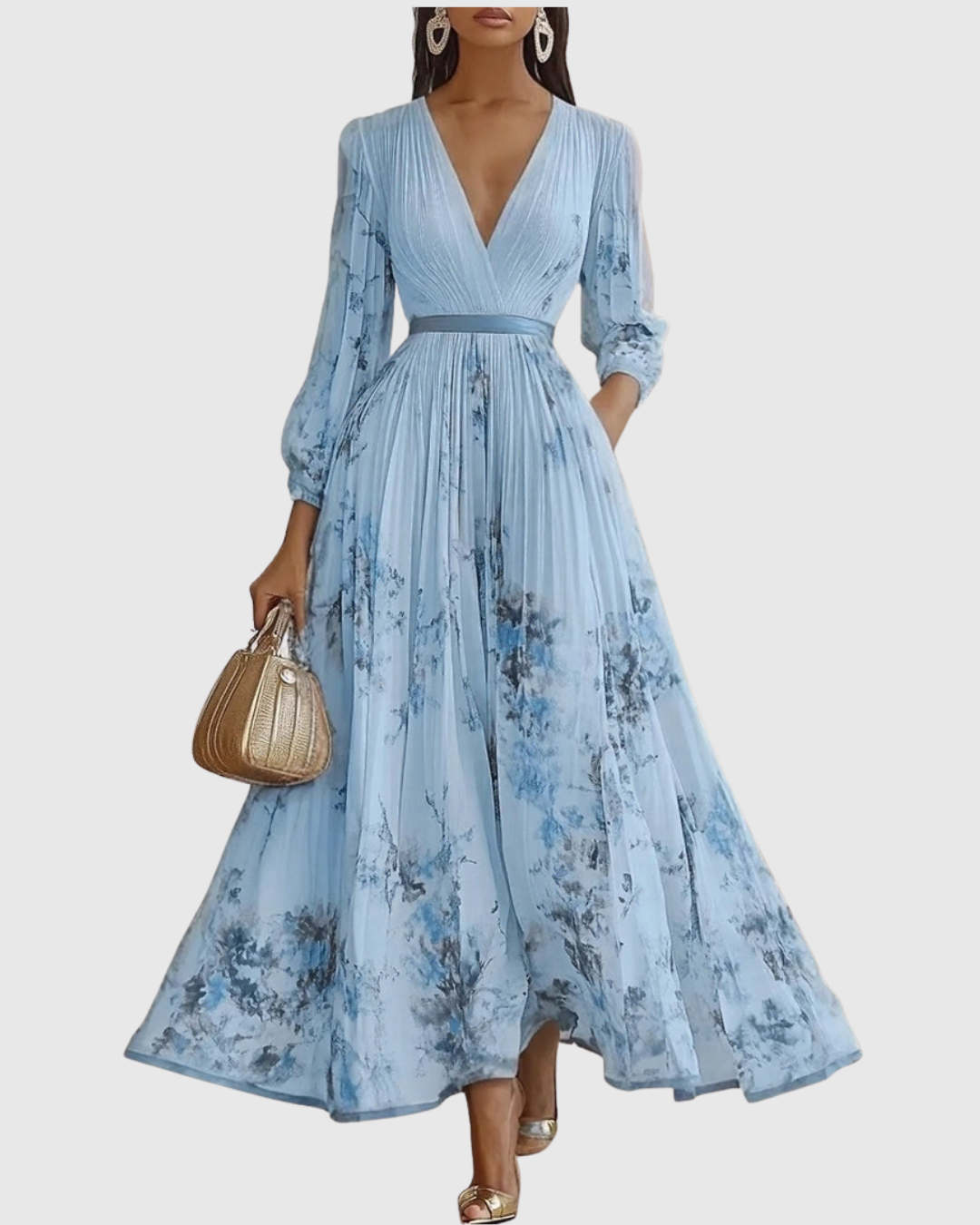 Rowella | Elegantes plissiertes Maxikleid