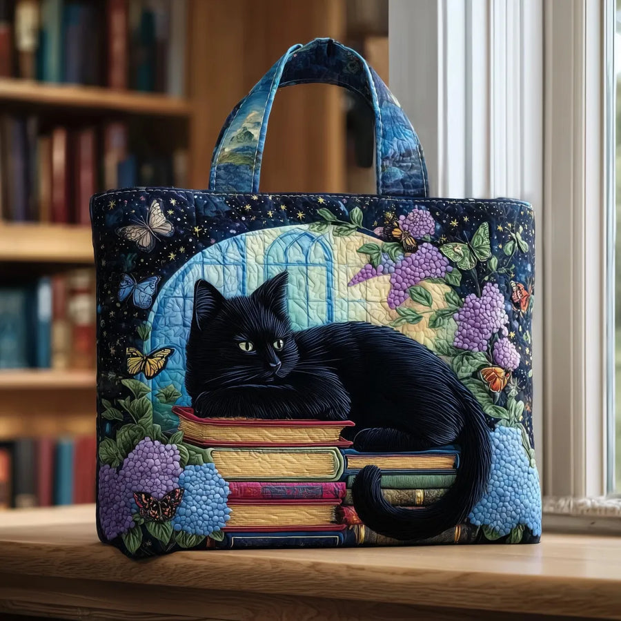 Artisan-Tasche – Schwarze Katze auf Büchern