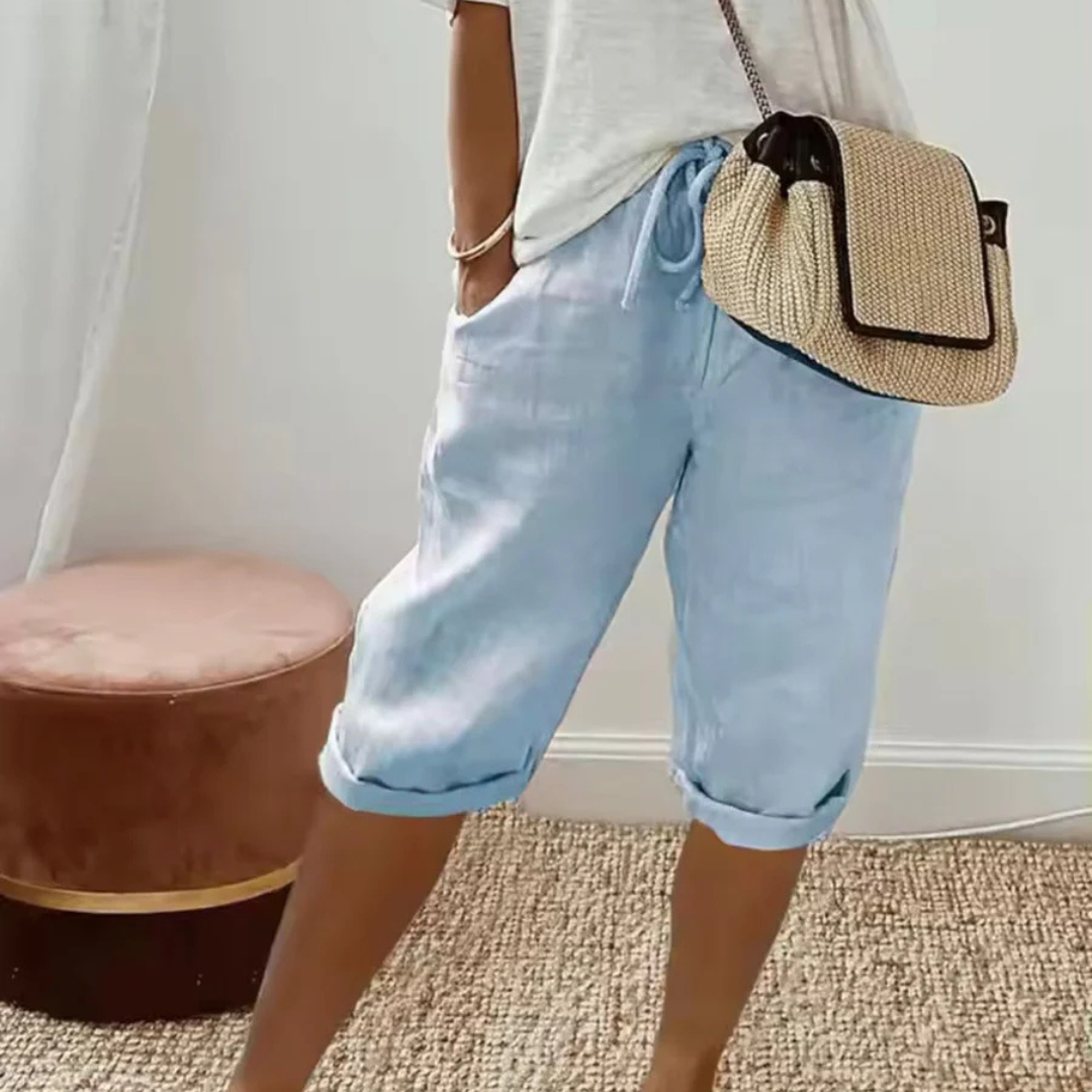 Fenley | Leinen-Caprihose mit Kordelzug