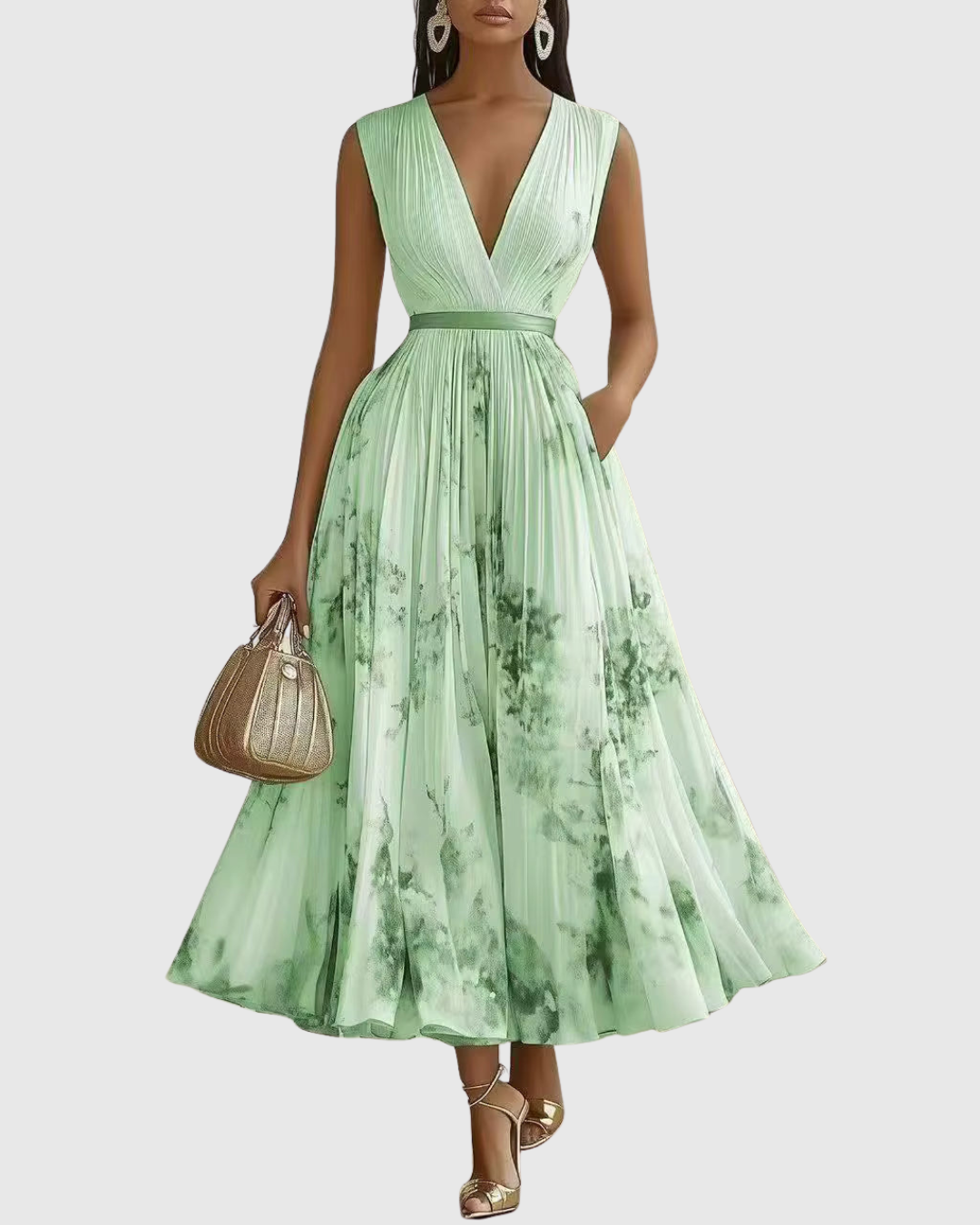 Rowella | Elegantes plissiertes Maxikleid