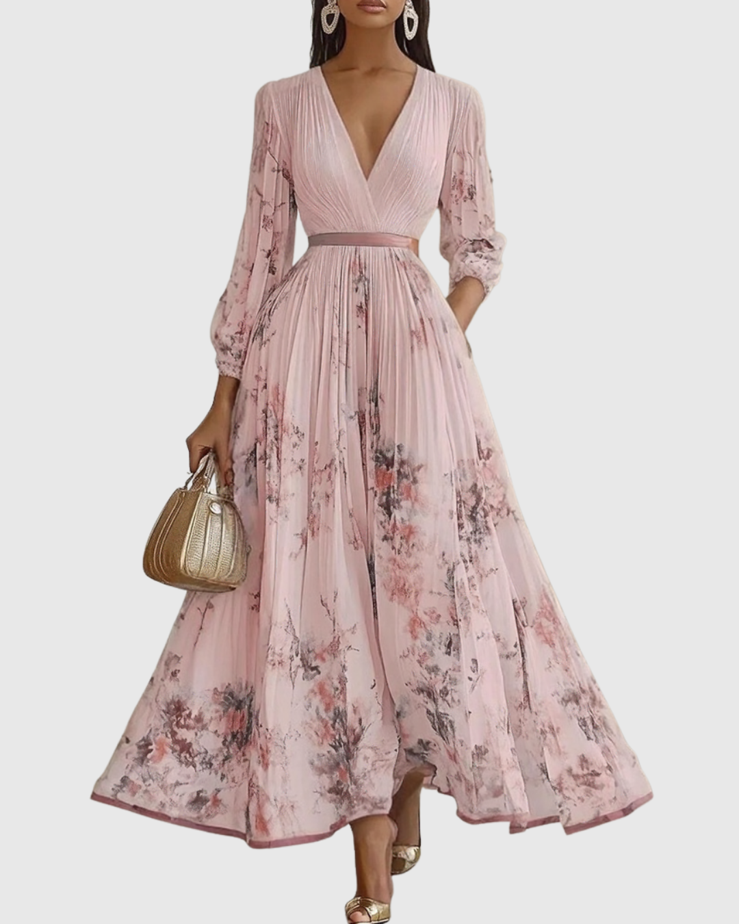 Rowella | Elegantes plissiertes Maxikleid