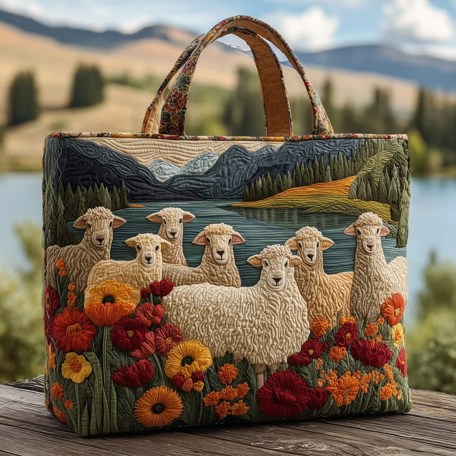 Kunstvolle Tasche - Schaf am See
