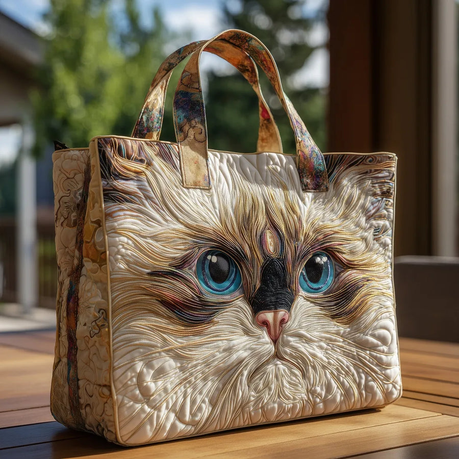 Handgemachte Tasche – Weiße Katze mit blauen Augen