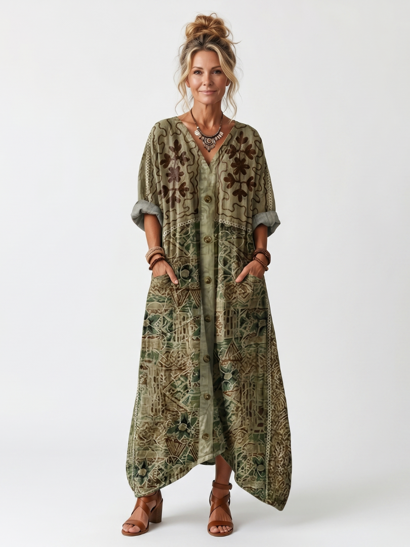 Aleta | Oversized Midi-Kleid mit Knopfleiste und Taschen