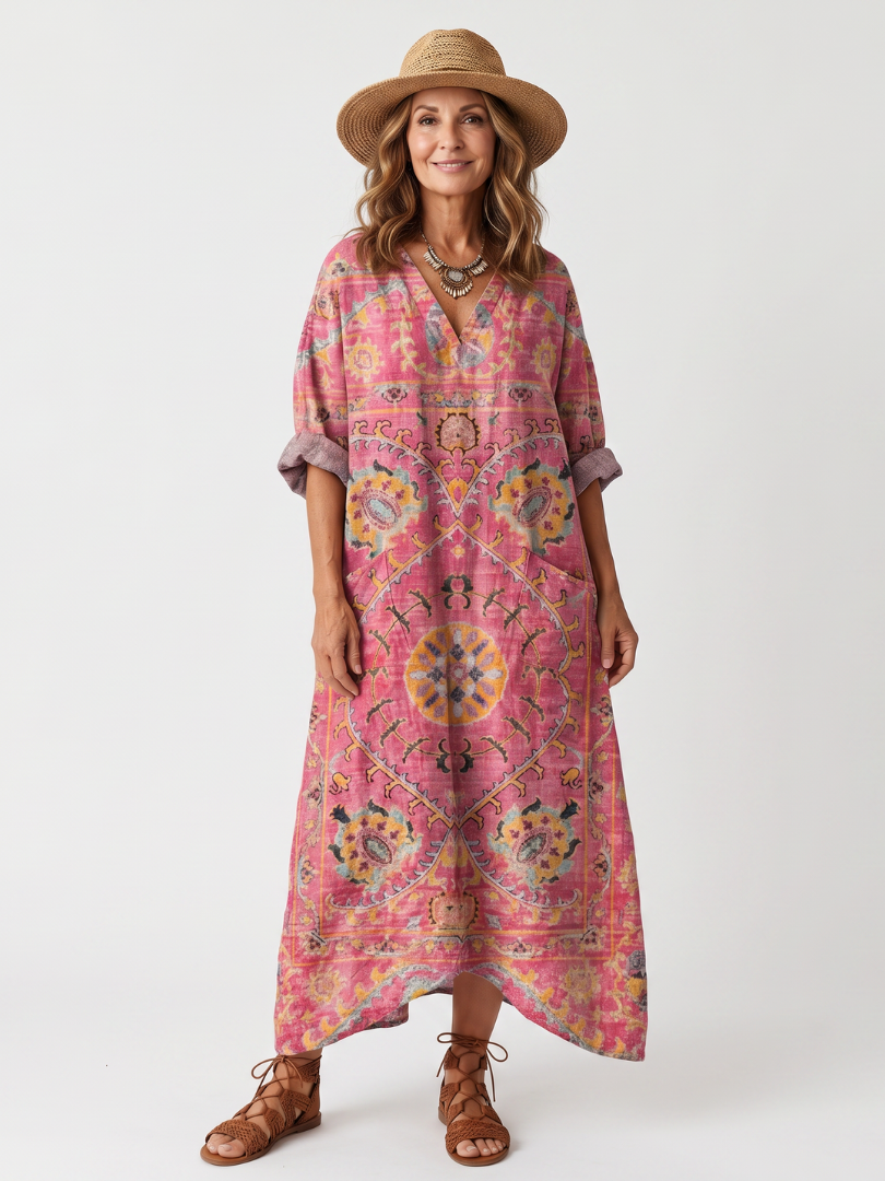 Tilda | Relaxed Midi-Kleid mit Taschen und abstraktem Print