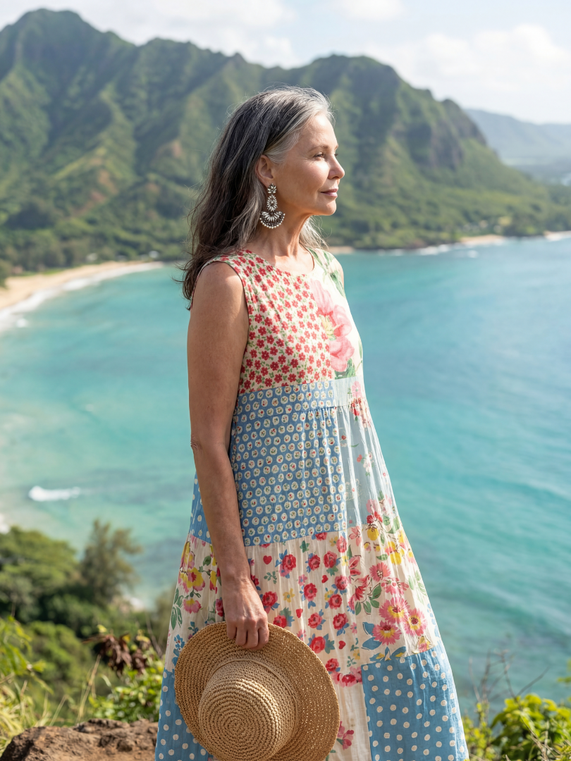 Kira | Midikleid mit Küstenblumenmuster