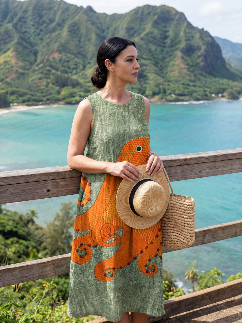Ronan | Ocean Wave Midi-Kleid