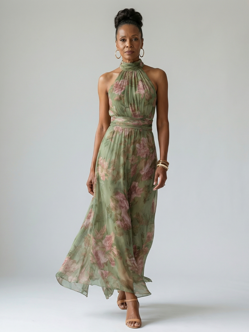 Céliane | Neckholder-Midikleid mit Raffungen