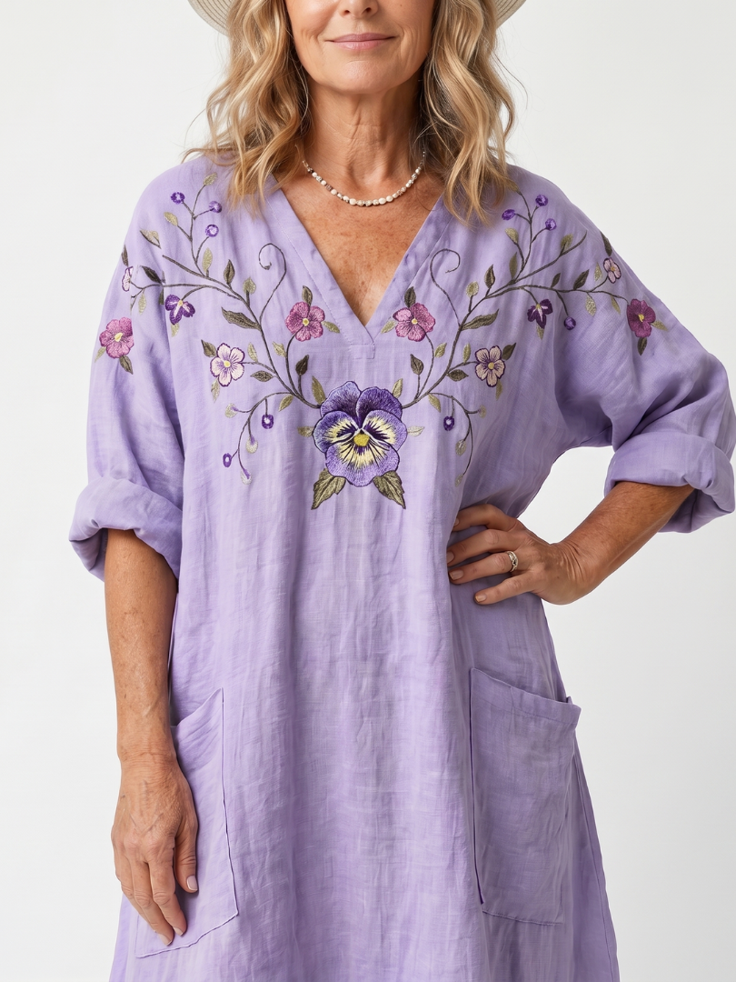 Tavi | Florales Oversized-Midi-Kleid mit Taschen