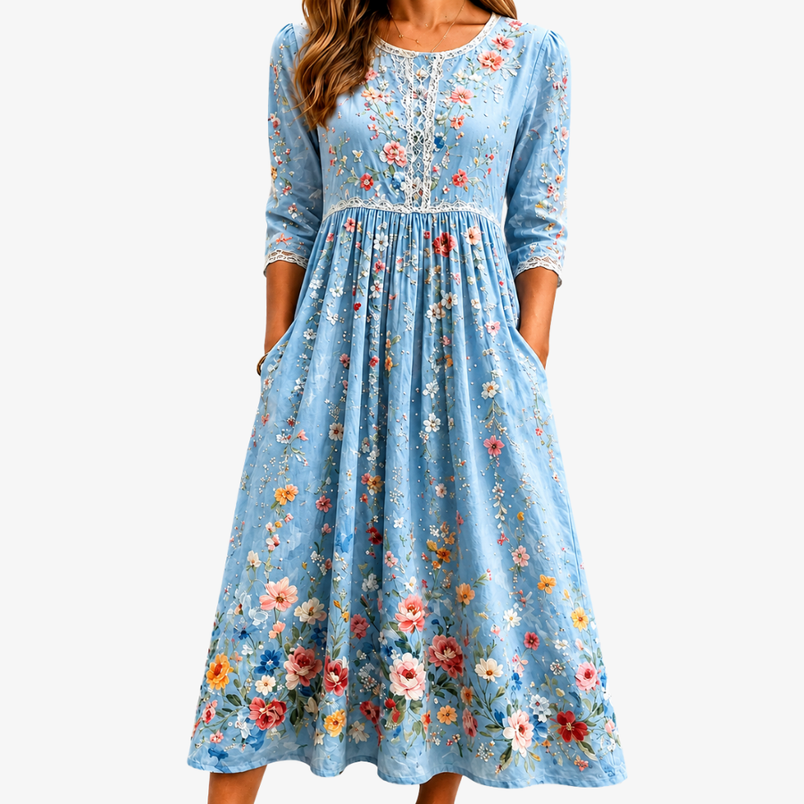 Sky Blossom Garden Midikleid