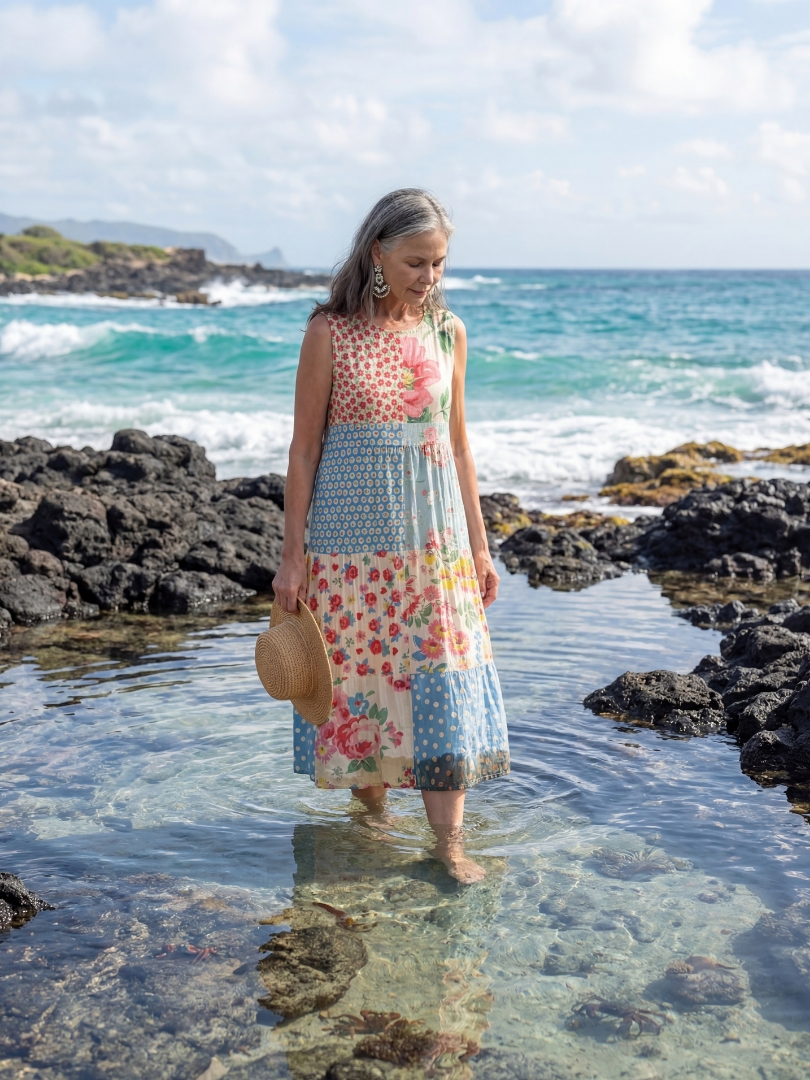 Kira | Midikleid mit Küstenblumenmuster