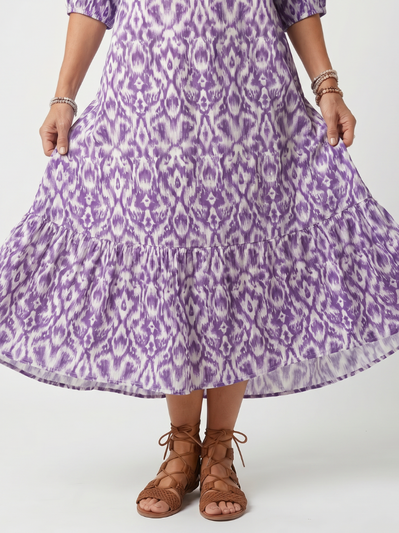 Penelope | Bedrucktes Midikleid mit Bindequasten