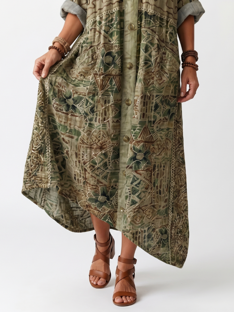 Aleta | Oversized Midi-Kleid mit Knopfleiste und Taschen