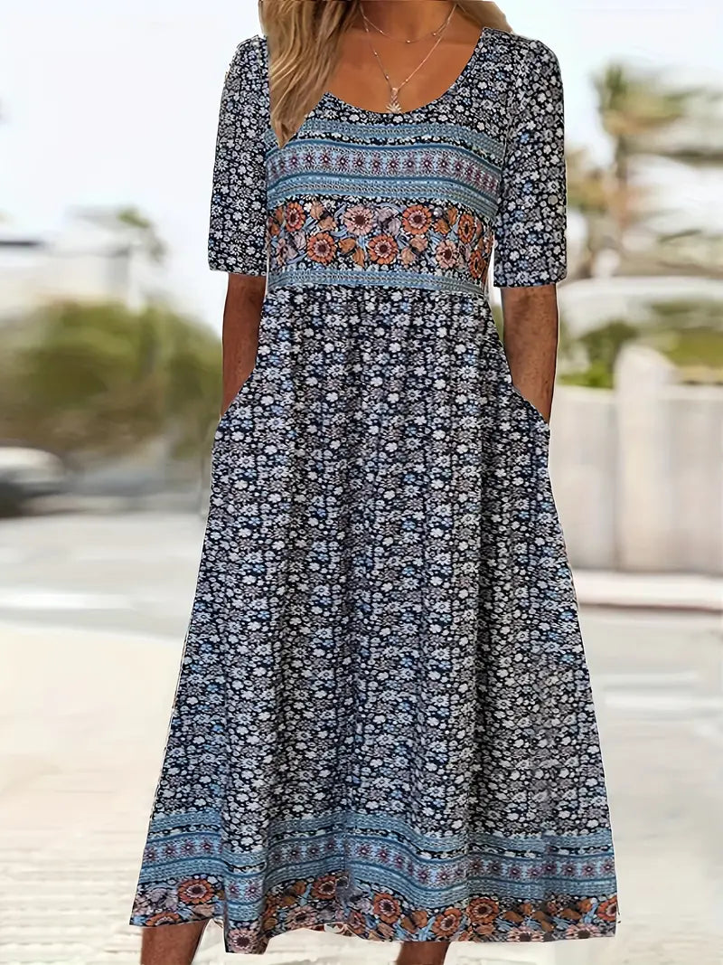Damenkleid | Midi im Boho-Print