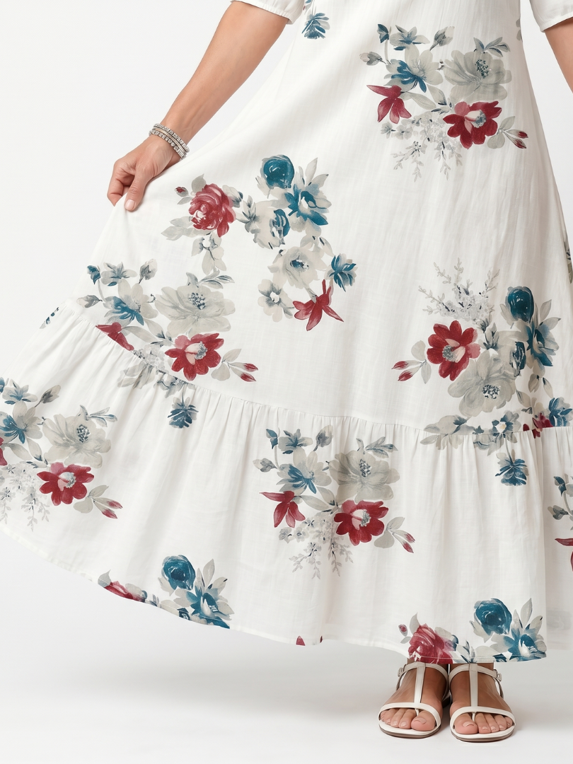 Maeva | Midi-Kleid mit Blumenmuster und Quasten