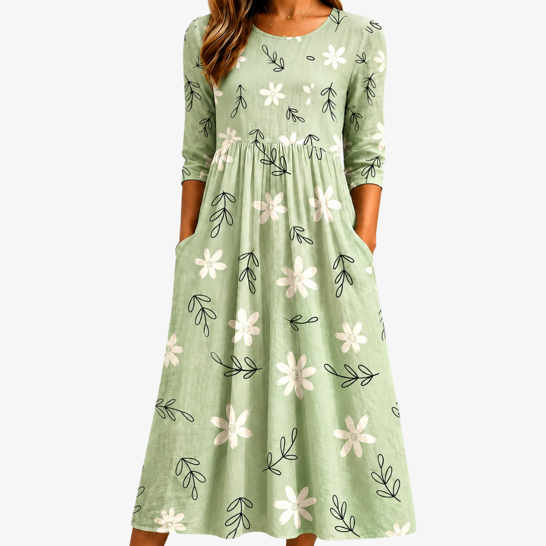 Sage Blossom Everyday Midi-Taschenkleid