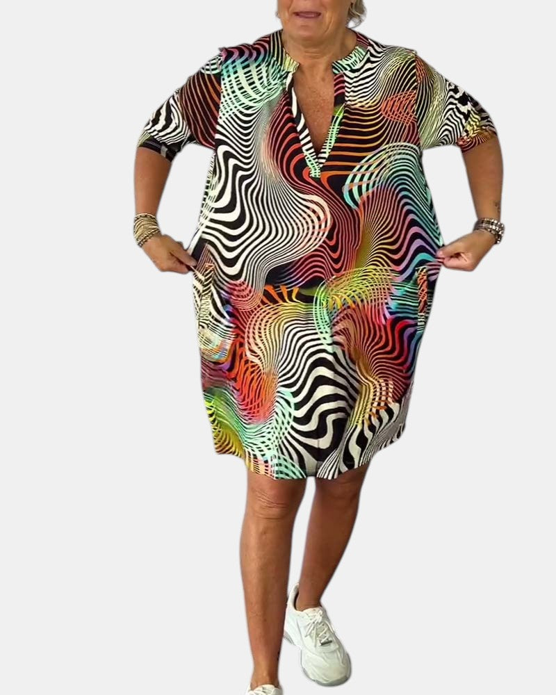 Jessica™ | Buntes V-Ausschnitt-Kleid