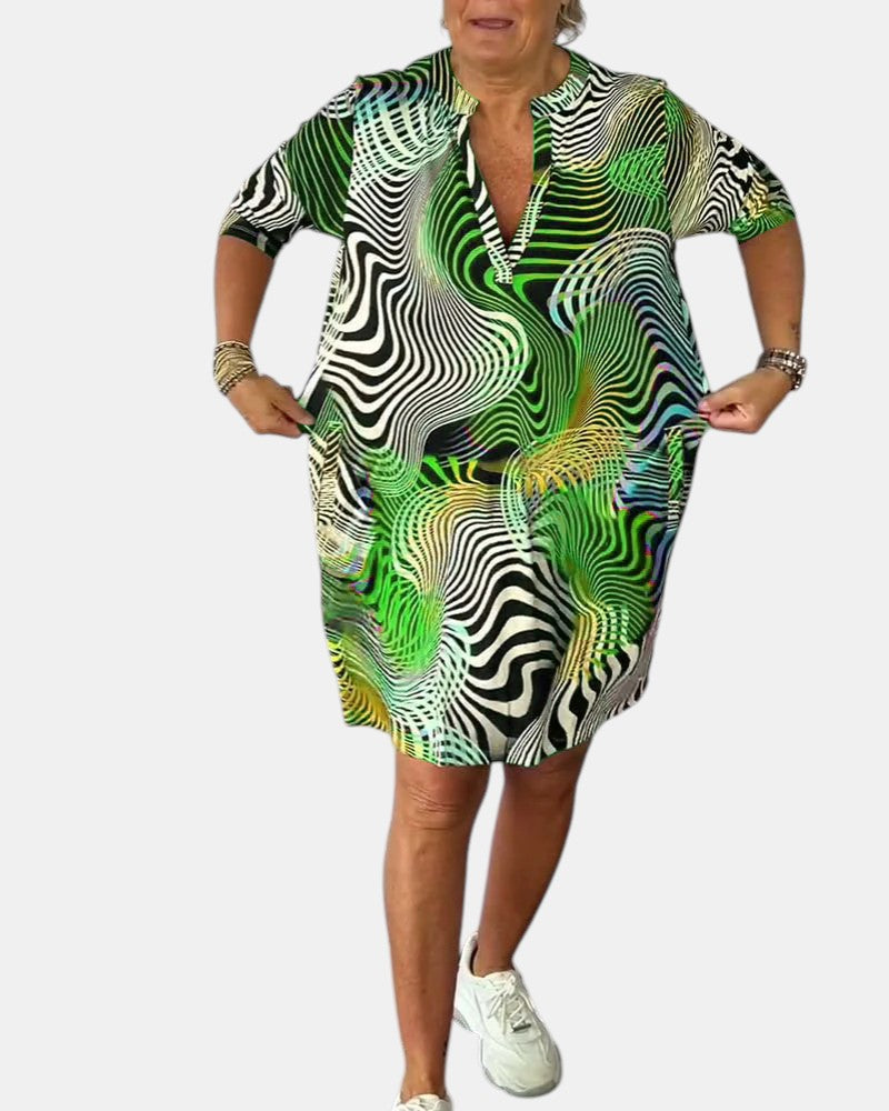 Jessica™ | Buntes V-Ausschnitt-Kleid