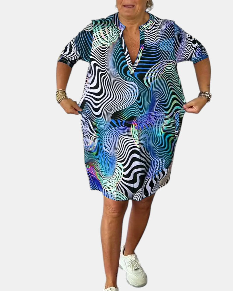 Jessica™ | Buntes V-Ausschnitt-Kleid