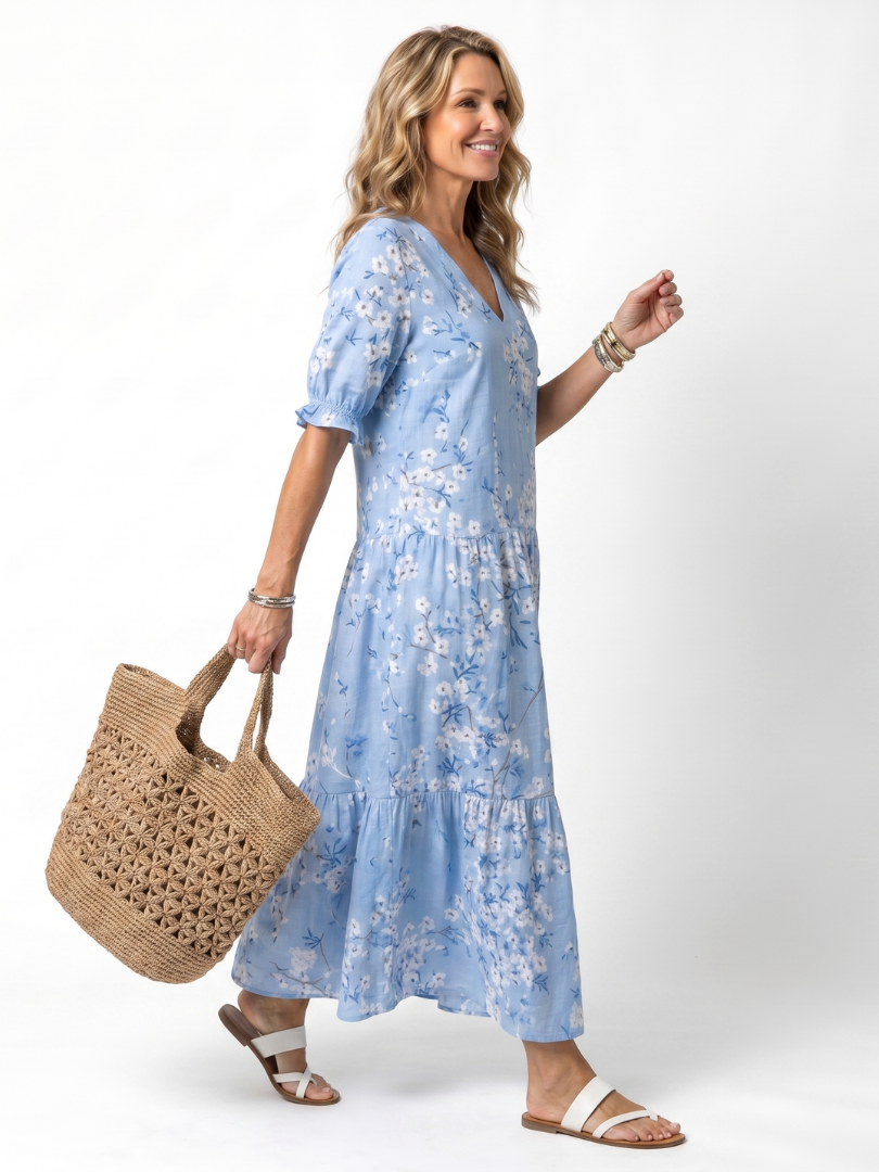 Alora | Midikleid mit Blumenmuster und Quastenband