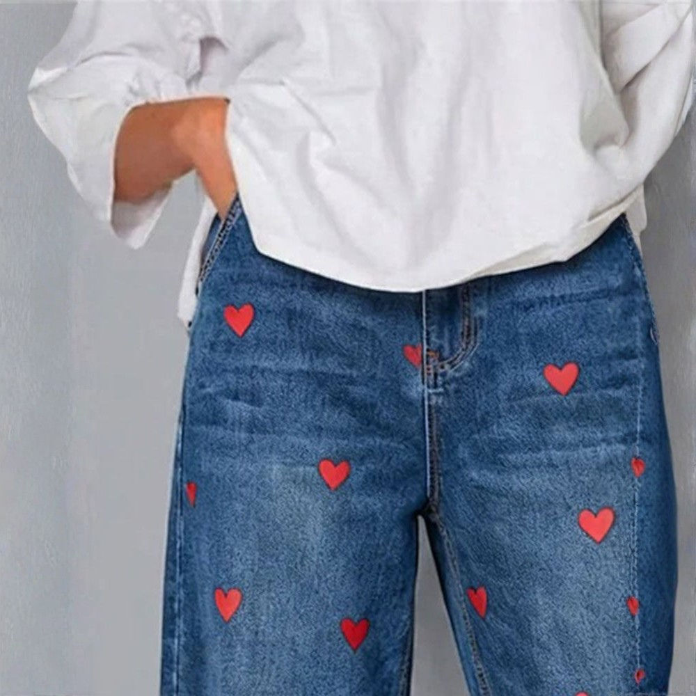 Romina™ | Ankle Jeans mit Herz-Print