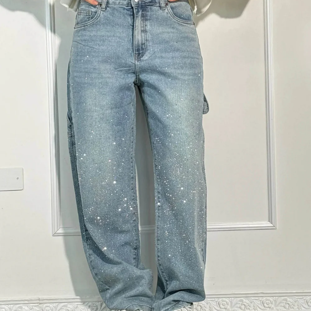Raphaelle | Trendige Jeans-Cargohose mit Sternenmuster
