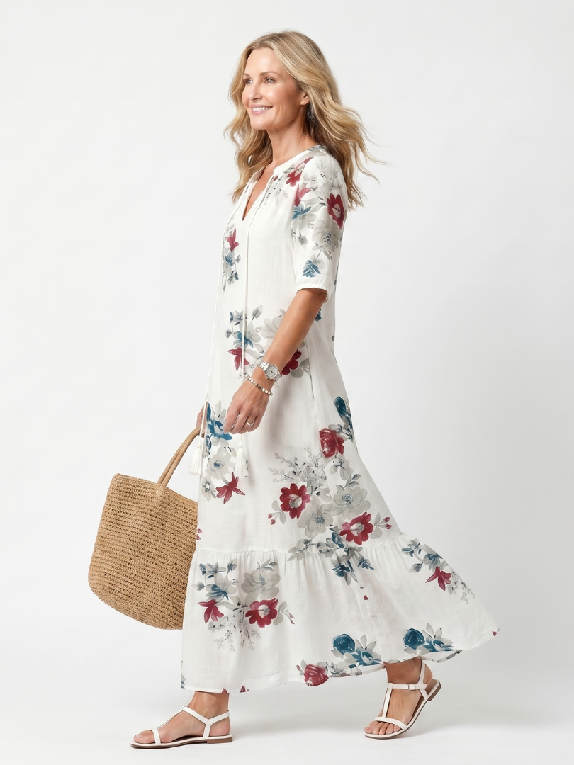 Maeva | Midi-Kleid mit Blumenmuster und Quasten