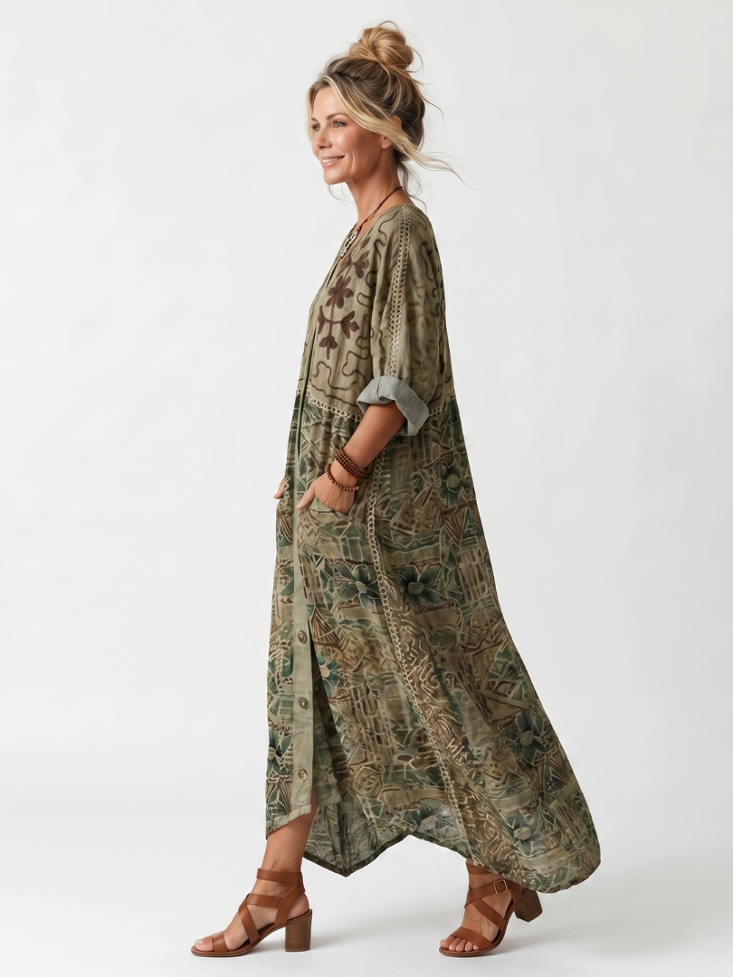 Aleta | Oversized Midi-Kleid mit Knopfleiste und Taschen