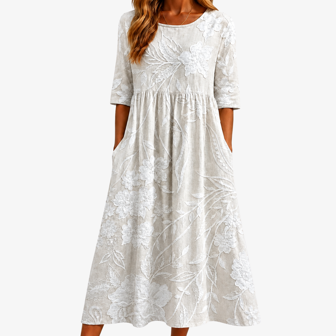 Whispering Garden elegantes Midikleid mit Taschen