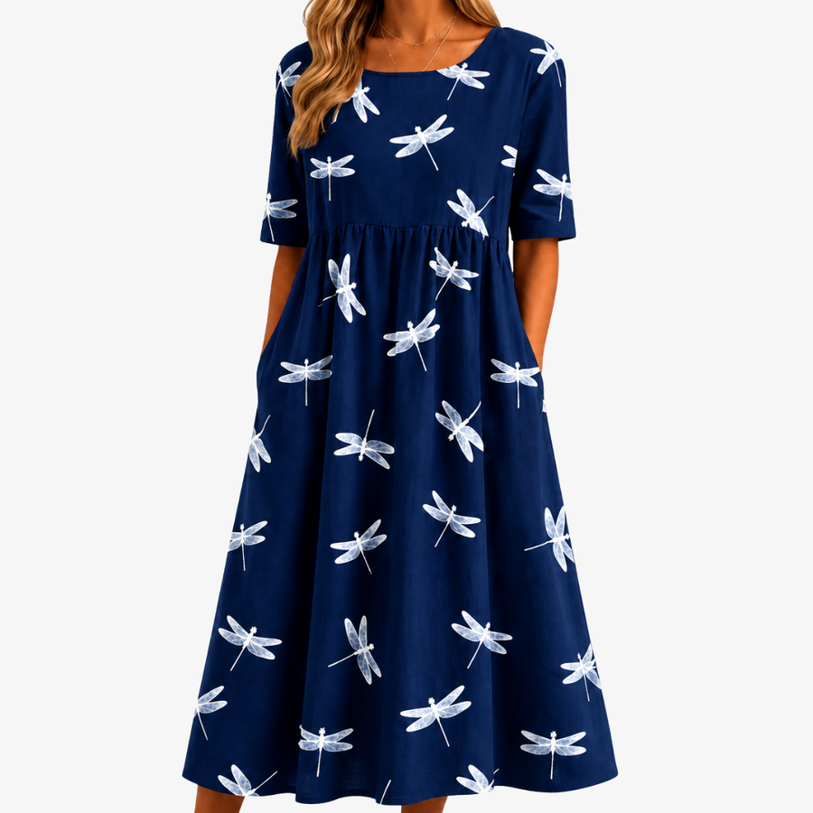 Dragonfly Breeze Midi-Kleid mit Taschen