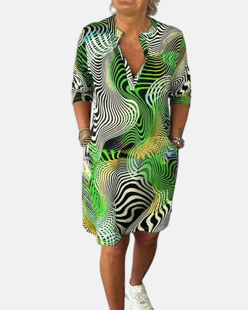 Jessica™ | Buntes V-Ausschnitt-Kleid
