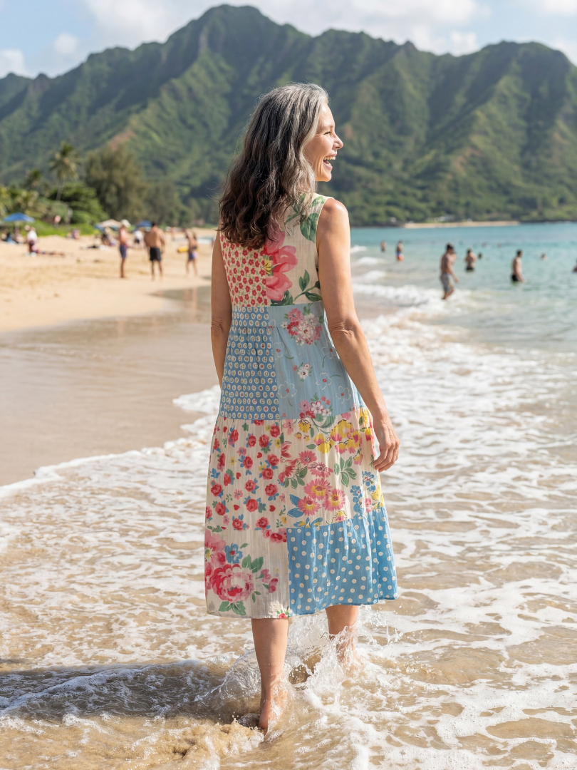 Kira | Midikleid mit Küstenblumenmuster