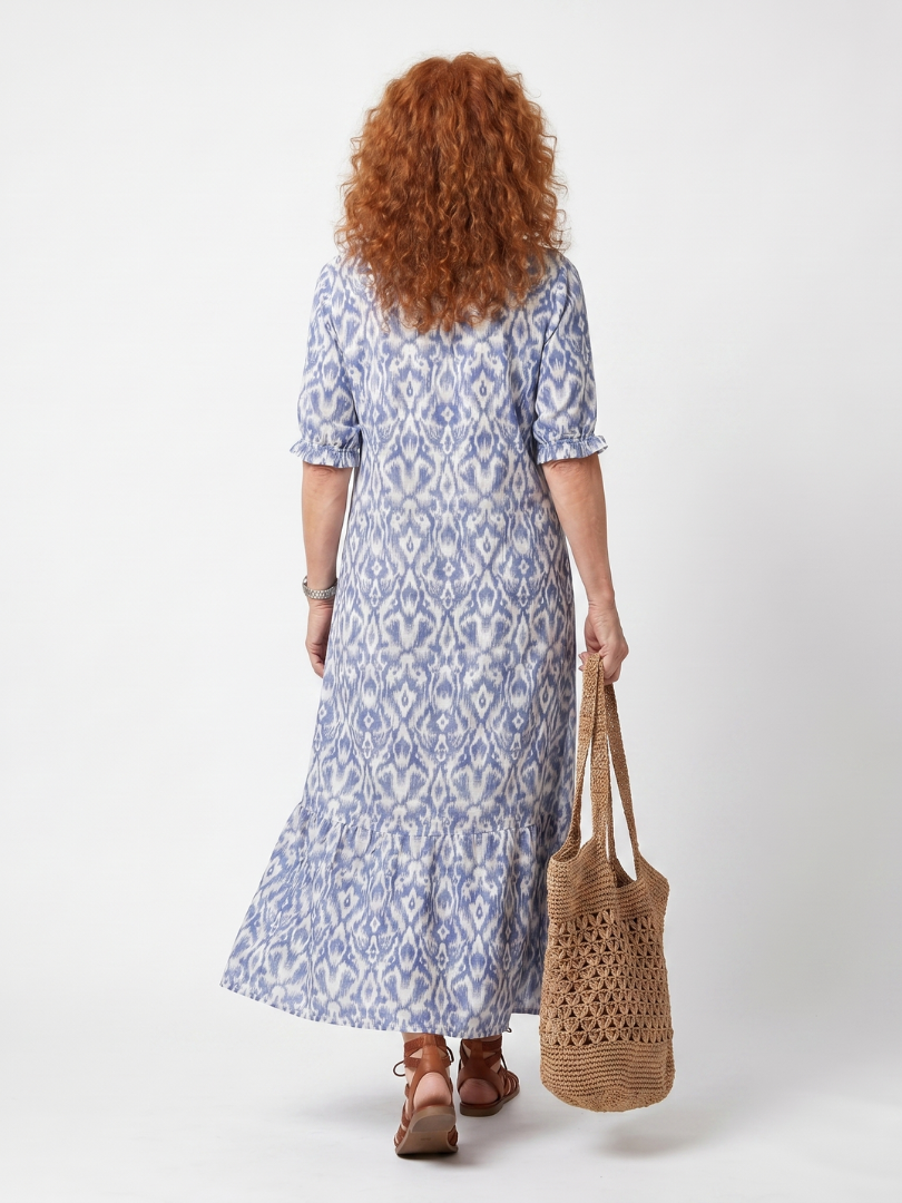 Ottoline | Midi-Kleid mit Quasten und Print am Ausschnitt