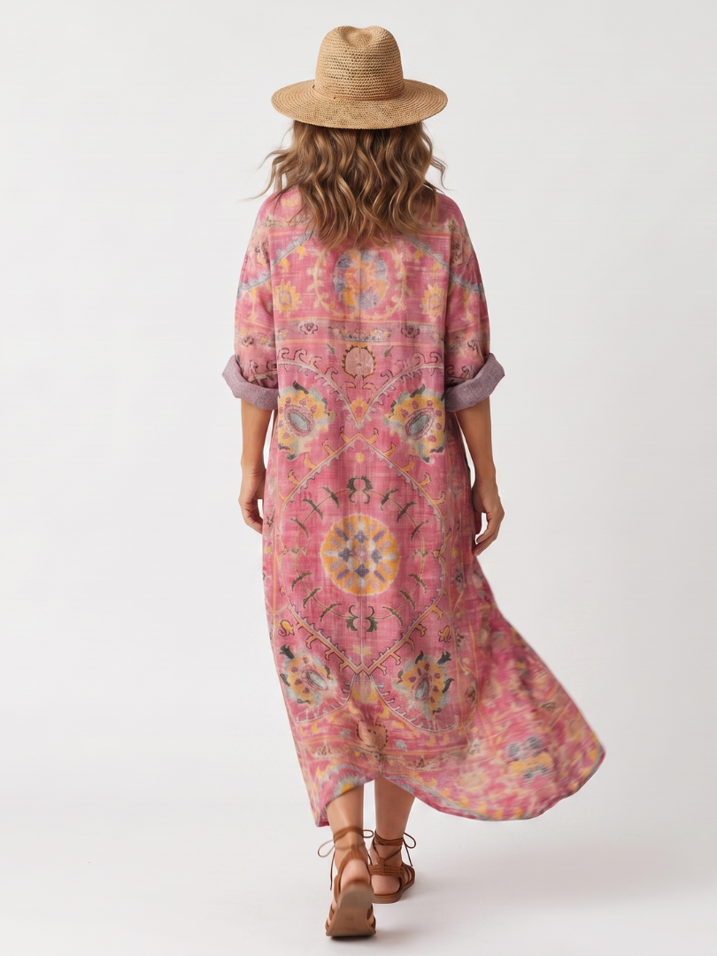 Tilda | Relaxed Midi-Kleid mit Taschen und abstraktem Print