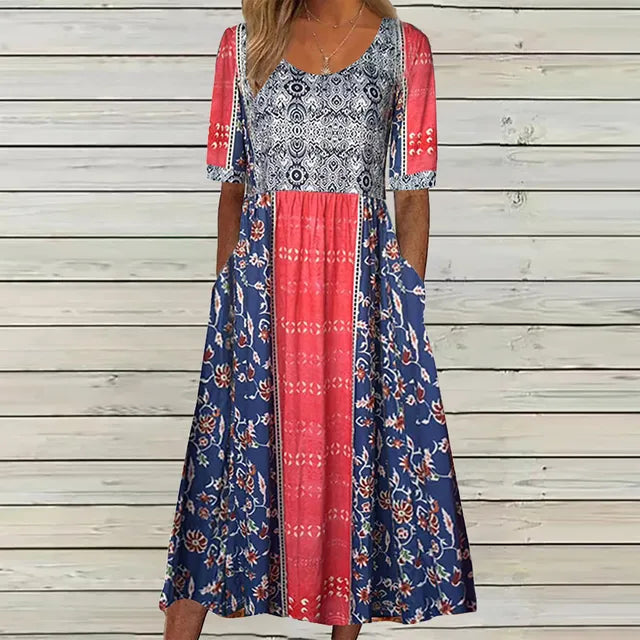 Damenkleid | Midi im Boho-Print