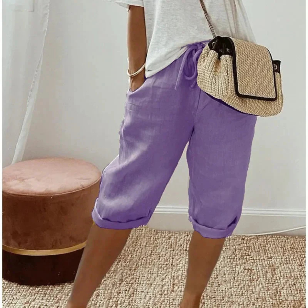 Fenley | Leinen-Caprihose mit Kordelzug