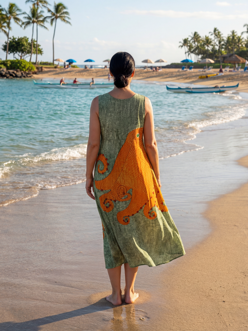 Ronan | Ocean Wave Midi-Kleid