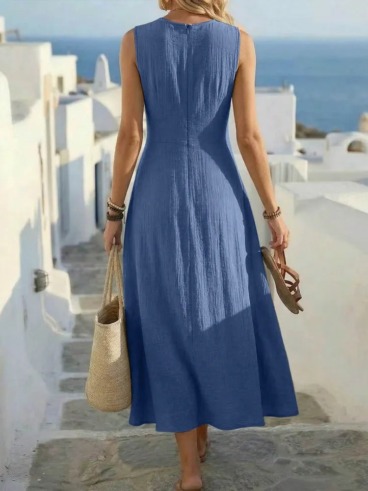 Sage | Ärmelloses Boho A-Linien-Kleid