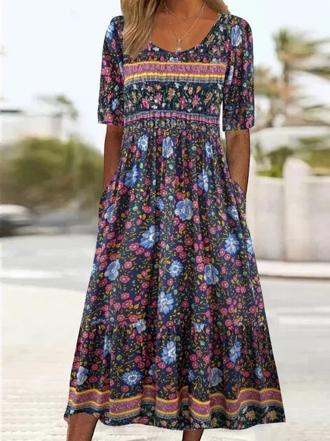 Damenkleid | Midi im Boho-Print