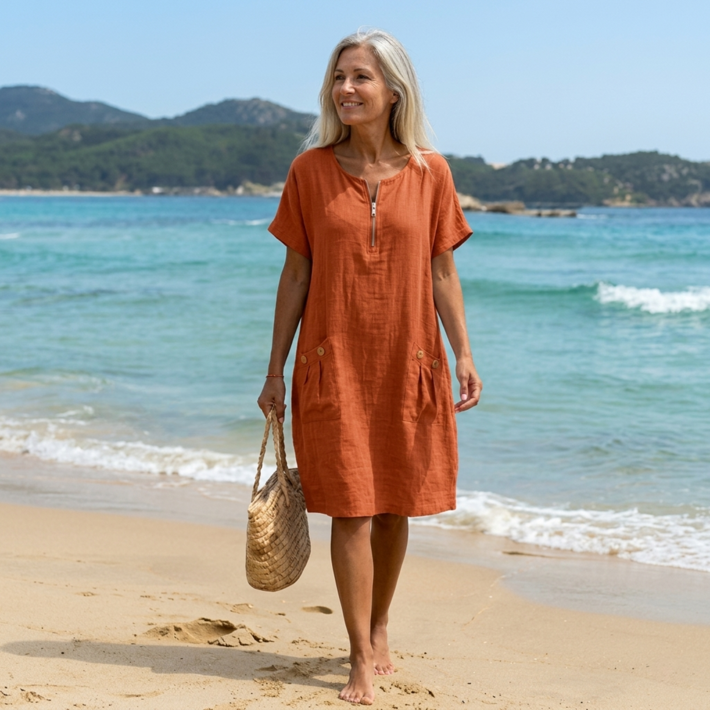 Pascale | Maxi-Kleid mit Reißverschluss-