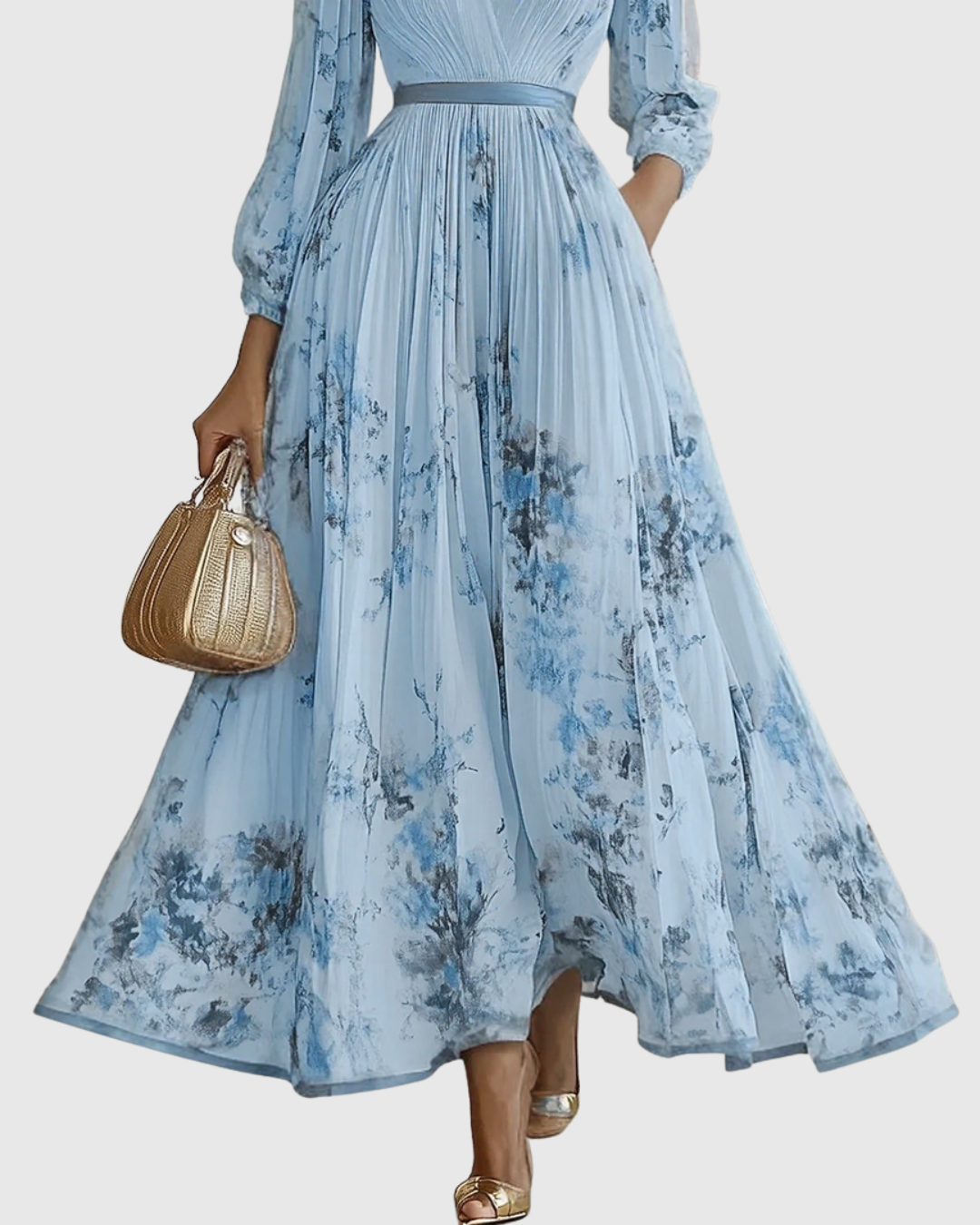 Rowella | Elegantes plissiertes Maxikleid