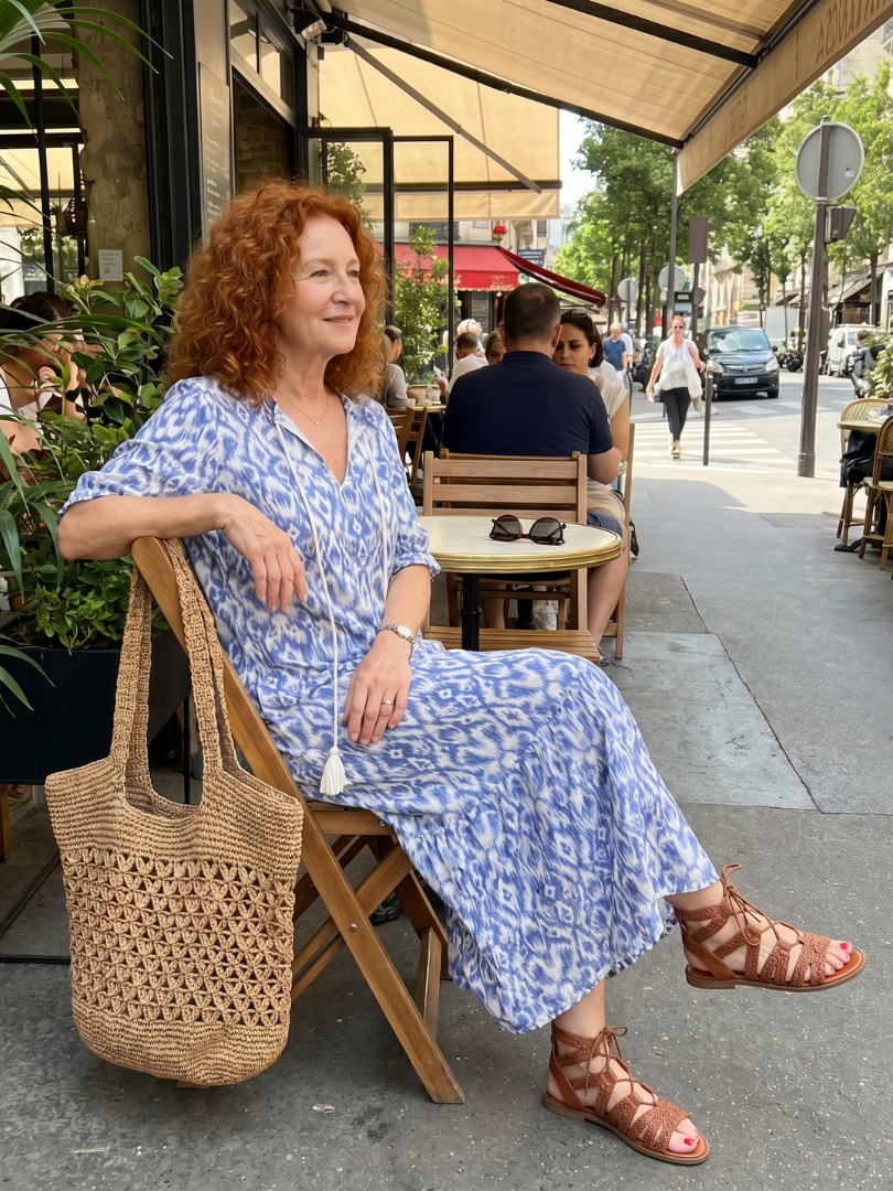 Ottoline | Midi-Kleid mit Quasten und Print am Ausschnitt
