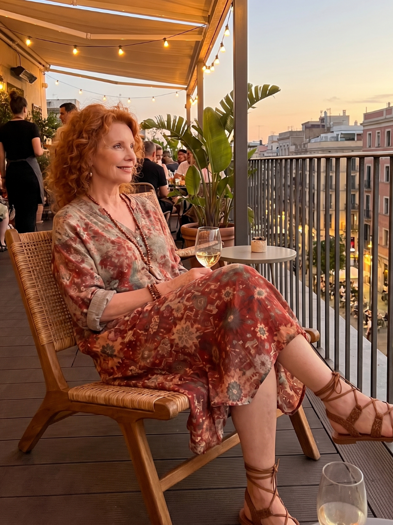 Safran | Relaxed Midi-Kleid mit Mustermix und Taschen