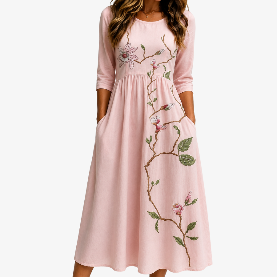Blush Magnolia Garden Midikleid