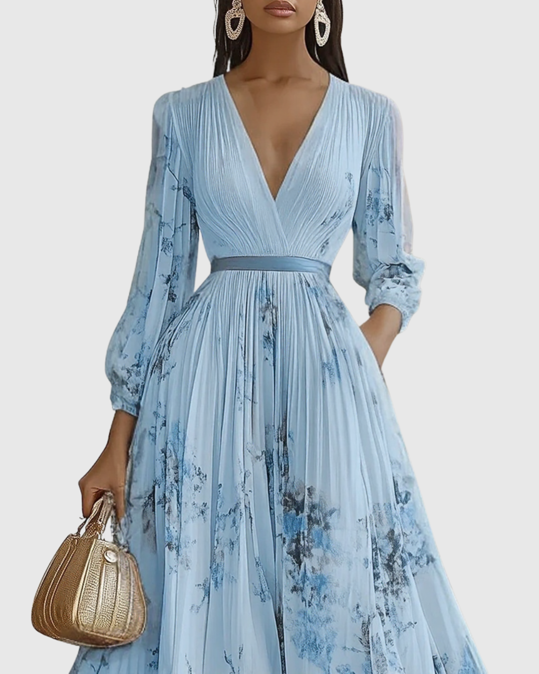 Rowella | Elegantes plissiertes Maxikleid