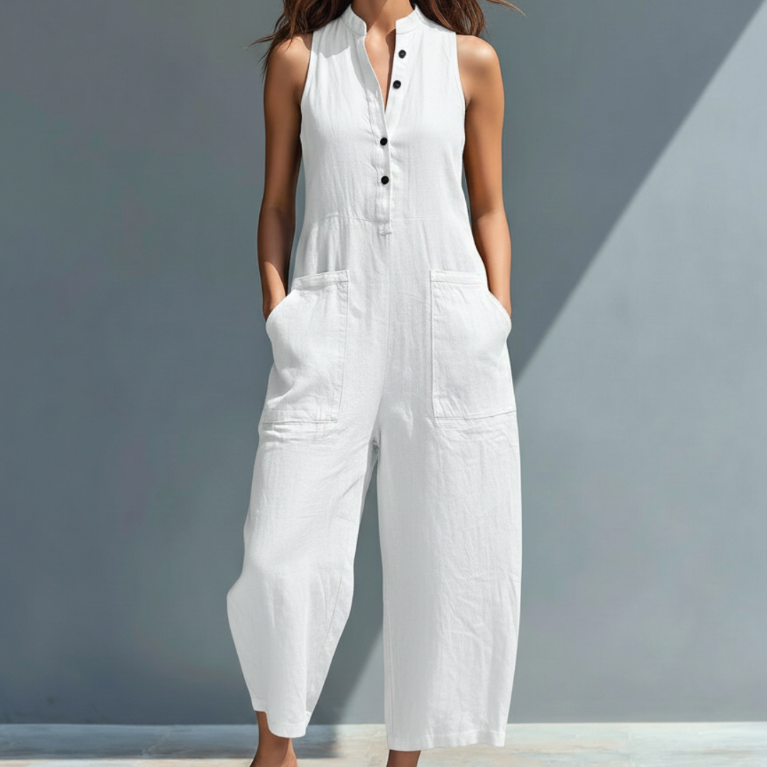 Cecelia | Ärmelloser Mandarin-Jumpsuit